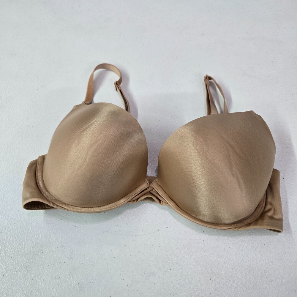 Ambrielle Women Bra 34D Beige Push Up Plunge Basic Underwire Adjustable Straps